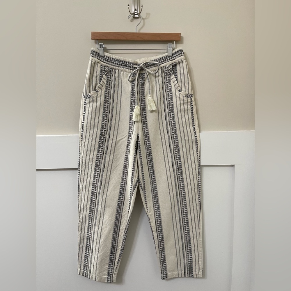 Anthropologie Black & Cream Geometric Essential Beach Casual Pants Size Medium - Picture 3 of 7